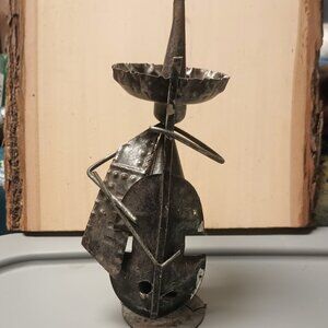 7 Inch Mexican Mariachi Musician Playing Standup Bass Tin Can Folk Art Decor